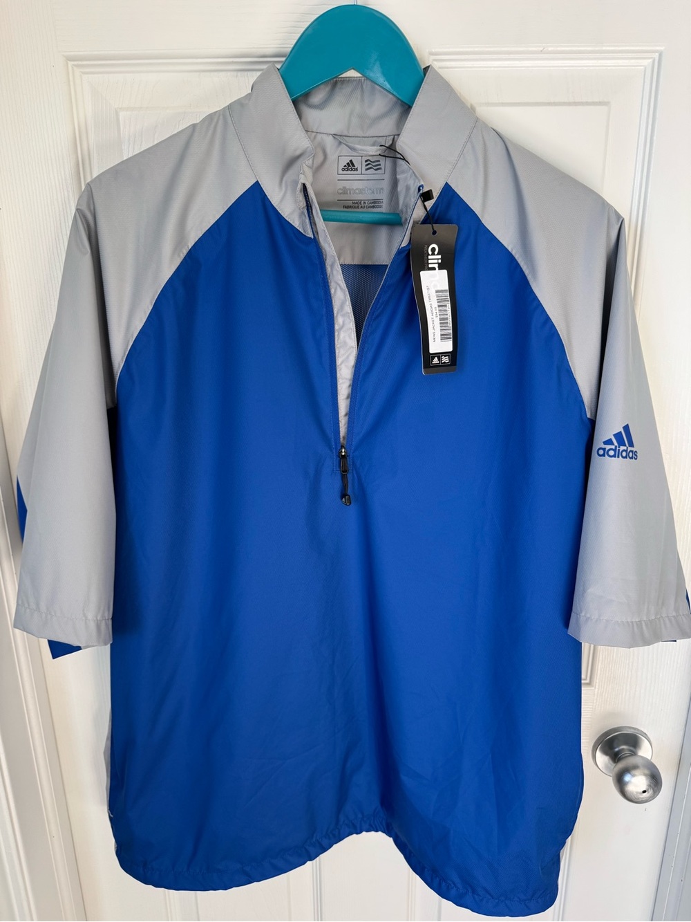 NWT Mens Adidas Climastorm Half Zip Pullover Golf Windbreaker Jacket Medium NEW